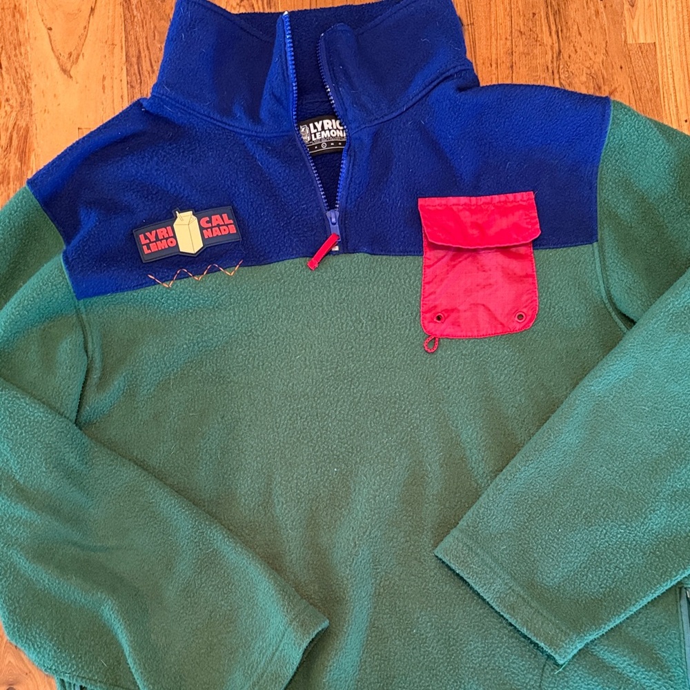 Lyric Lemon Colorblock Half-Zip Fleece Pullover in Green, Blue & Red
